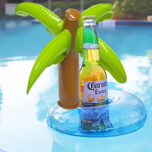 Mini Coconut Tree Inflatable Drink Coaster Floating Beverage Cup Holder Toy Swimming Pool Drink Cup Beer Bottle Stand Holder