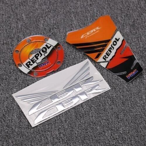Motorcycle 3D Fly Wing Tank Cover Wheel Emblem Badge Pad & Repsol Tank Cap Sticker Decal For Honda CBR1000RR CBR600RR CBR250R