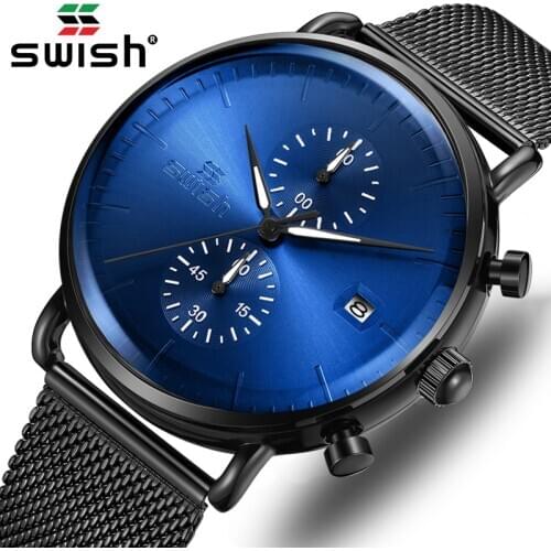 Watches Men Top Brand Luxury Black Steel Business Quartz Wristwatches Waterproof Man Sports Chronograph Clock Relogio Masculino