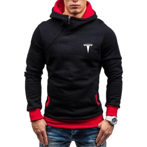 Men Hoodies 2020 winter Mens Casual Hooded Sweatshirts Tesla Car Logo Print Zipper Streetwear Harajuku popular Hoody