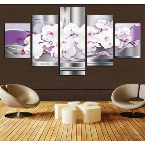 No Frame Wall Pictures For Living Room Unframed) 5 United Orchidwall Painting Canvas Art Home Decoration Room Print - Large