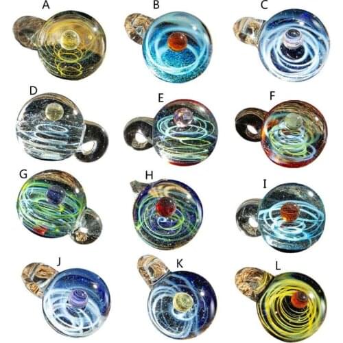 Handmade Clear Glass Galaxy-Ball Pendant Necklace Universe Nebula Space Cosmos Glass Ball Pendant Unique Special Jewelry