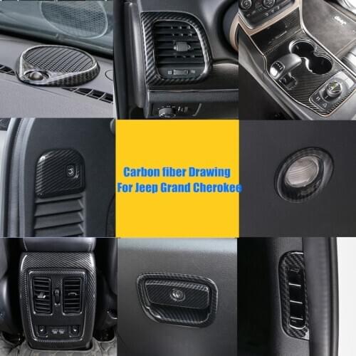 Fit for Jeep Grand Cherokee 2016-2018 Carbon Fiber Grain Accessories Interior ABS Decroation Cover Trim