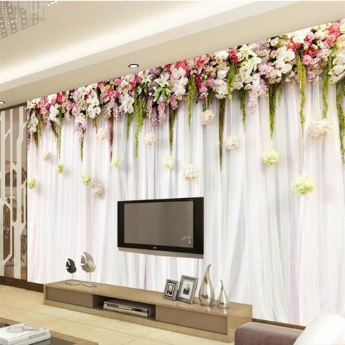 Beibehang Custom 3d stereo curtain wallpaper simple living room TV background wall painting wallpaper bedroom hotel 3d wallpaper