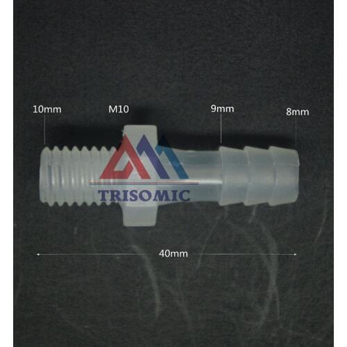 8mm-M10 Straight Connector Plastic pipe Fitting Barbed Connector with thread Material PP Fish Tank Airline Aquarium