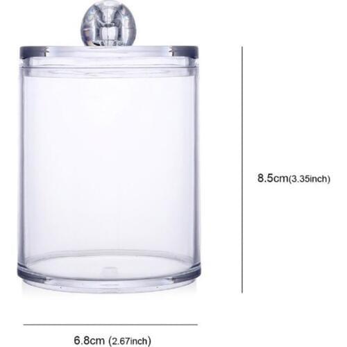 PS Transparent Multi Purpose Home Supplies Cotton Swab Organizer For Makeup 1Pcs Cotton Pad Box Storage Bins Round Container