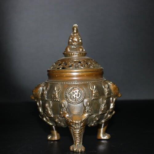 Home Christmas Decorations Gifts,Antique Collection Old Chinese Copper Guan Yin Censer/Metal Incense Burner