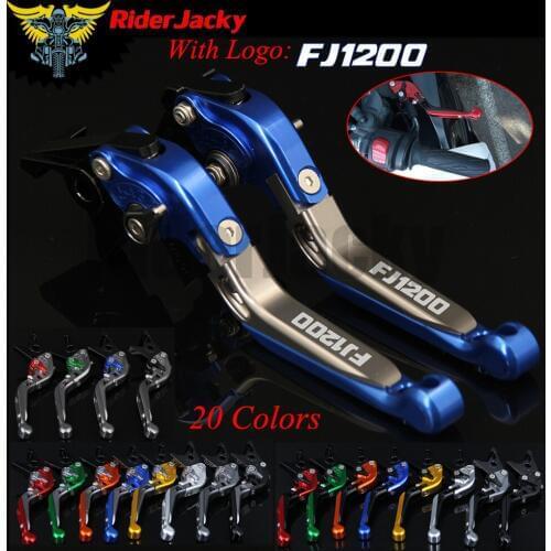 RiderJacky LOGO "FJ1200" Motorcycle CNC Brake Clutch Levers For Yamaha FJ1200 ABS 1991-1995 1994 Adjustable Extendable Foldable