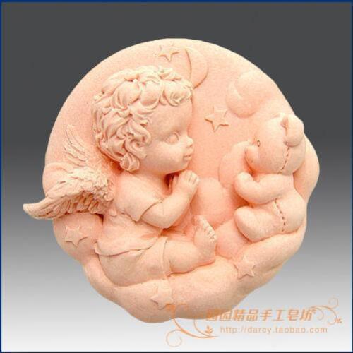 Angel And Bear Silicone Soap mold Handmade 3d silicone mould DIY Craft molds S168