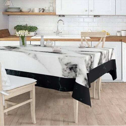Tablecloth living room kitchen white black marble patterned micro fabric cover runner pattern Free Shipping