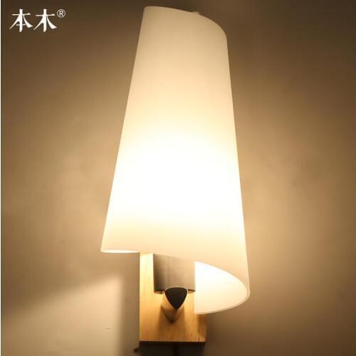 Modern Japanese Style Led Lamp Oak wooden Wall Lamp Lights Sconce for Bedroom Home Lighting,Wall Sconce solid wood wall light