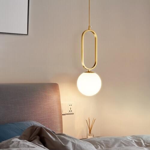 Modern Pendant Lights Fixture Golden Glass Ball Hanging Lamps Luminaire Suspension Drop Lighting Bedside Kitchen Bedroom Decor
