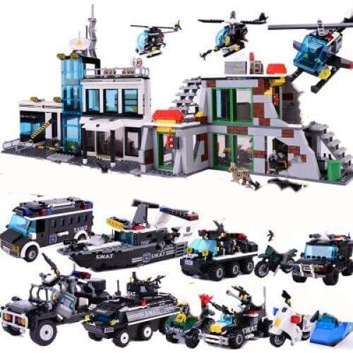 GuDi Compatible SWAT Police Station Armored Vehicles Blocks Building Boys Children Toys Figures Truck Car Bricks Motor