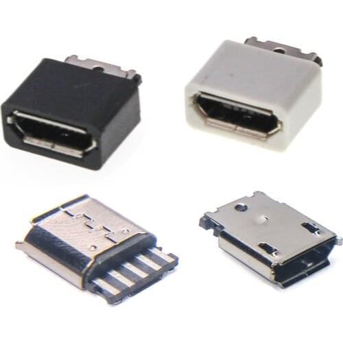 30/50 pcs/lot Type B V8 Warp Edge 5Pin USB Connectors Female Micro USB Connector Port Jack Sockect Terminals Tail Plug