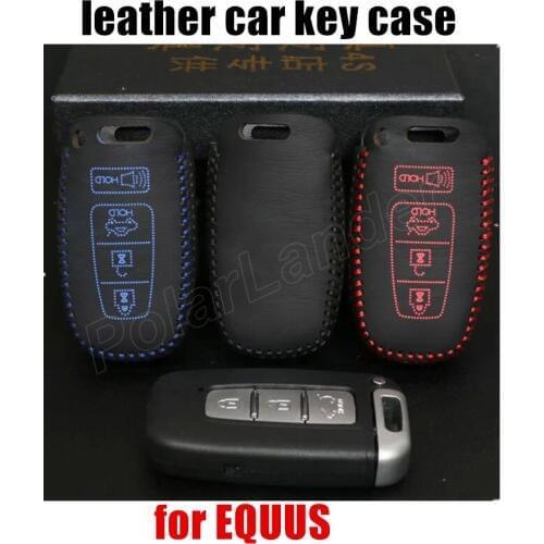 Only Red hot sale car key case Genuine quality leather Hand sewing car key cover DIY car styling fit for HYUNDAI EQUUS
