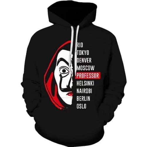 La Casa De Papel Money Heist House of Paper Men Women Hoodies Hip Hop Streetwear Long Sleeves Sweatshirts Boys Girls Tops Coats