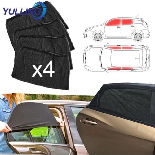 YULLING 4pcs Car Front & Rear Side Window Sun Visor Shade Mesh Cover Sunshade Summer Protection Window Durable