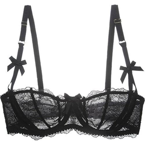 Varsmiss Women Sexy Lace Bra Ultra-thin See Through Underwire Lingerie Printed Breathable Underwear ABCDE Cup