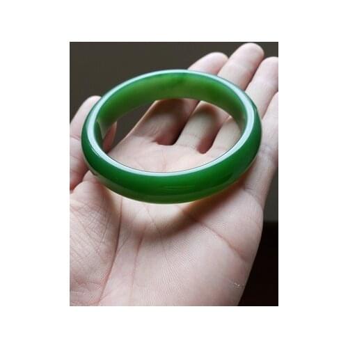 Zheru Jewelry Natural Hetian Jade Green 54-64mm Bracelet Elegant Princess Jewelry Best Gift for Mother and Girlfriend
