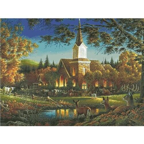 Gold Collection Embroidery Autumn Manor Cross Stitch Pattern for Beginners with 100% Cotton Floss & Free Shipping for Wall Decor
