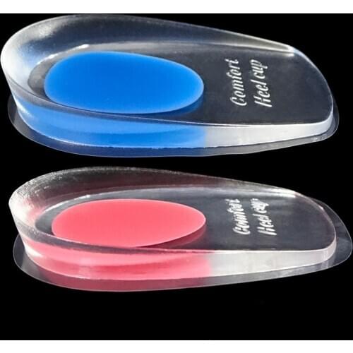 1 Pair Unisex Shoes Heel Cushion Insoles Soles Silicon Gel Red Blue Relieve Foot Pain Heel Cup High Heel Inserts Foot Care Tool