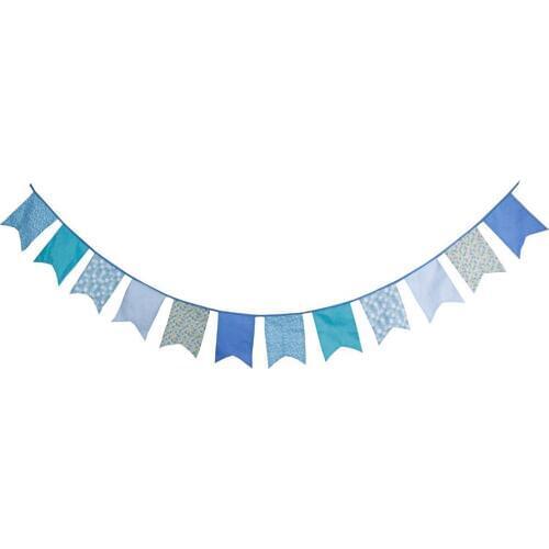 1pcs 3.1M Blue Flower Wedding Cotton Bunting Banners Children Birthday Party Decoration Flags Baby Room Take Photo Decor Pennant