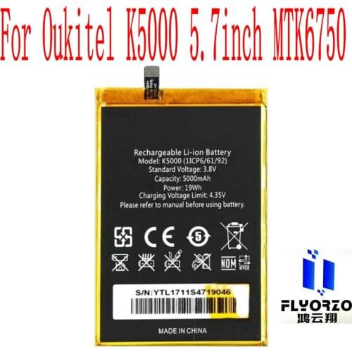 100% New High Quality 5000mAh K5000 Battery For Oukitel K5000 5.7inch MTK6750 Mobile Phone