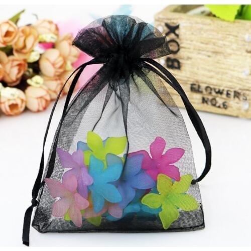 100pcs Black Organza Bags 25x35cm Wedding Party Favor Gift Bag Toys Cosmetic Gifts Packaging Bags Storage Bag Can Custom Logo