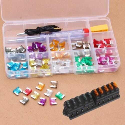 100Pcs Zinc Mini Auto Car Blade Fuses Set Standard Automobile Cars Security Fuse Kit Assorted 2/3/5/7.5/10/15/20/25/30/35Amp