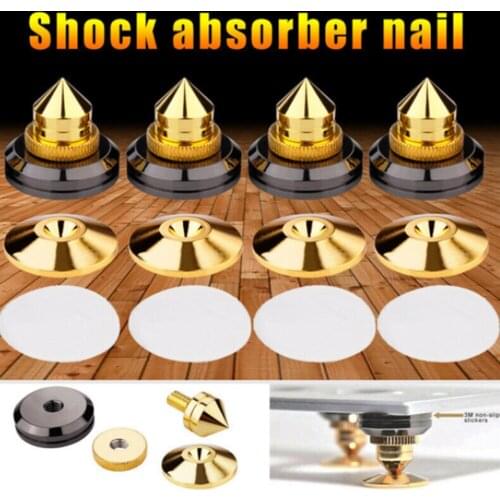 4 Pcs Portable Loudspeakers Spikes Speakers Stand Feet Foot Pad Pure Copper Gold Loudspeaker Box Spikes Cone Floor Foot Nail
