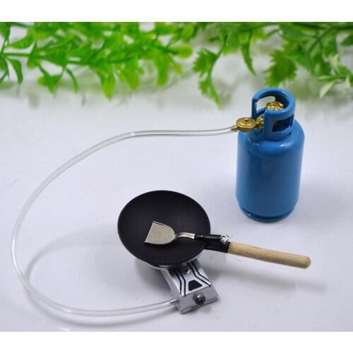 4Pcs/Set 1/12 Dollhouse Miniature Kitchen Alloy Gas Stove Tank Utensils Tool Kitchen Toys Food Model Furniture Accessories Toys