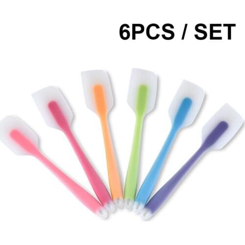 6 Pcs Silicone Scraper Baking Scraper Cream Butter Handled Cooking Cake Brushes Pastry Tool Spatula Kitchen Utensil Cream Blade
