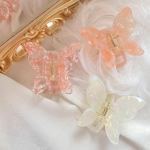 Acetate Resin Hair Claw Sweet Fairy Butterfly Hairpin Clip Gradient Tie-Dye Colored Styling Tools Barrettes for Women Girls