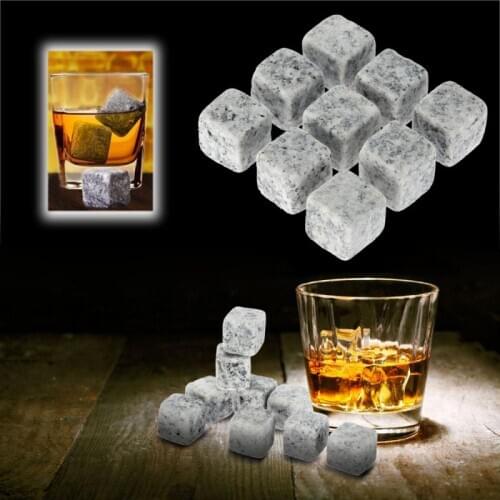 Bar Accessories 9 Pcs/set Whisky Ice Stones Wine Drinks Cooler Cubes Whiskey Rocks Granite Pouch With Pouch Kitchen Cocina Home