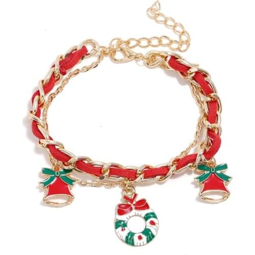 Santa Claus Bracelet Alloy Pendant Christmas Happy New Year 2022 Christmas Tree Ornaments Xmas Gift Noel Home Decore navidad