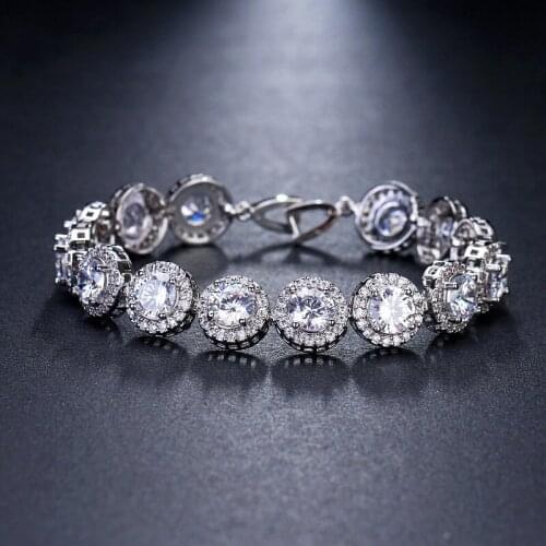Ekopdee Brand Charm Classic Zircon Bracelet For Women Elegant CZ Crystal Bracelets Female Wedding Party Fashion Bridal Jewelry