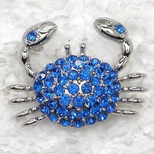 Brooch Pendant Blue Rhinestone Crab Pin brooches C328 B