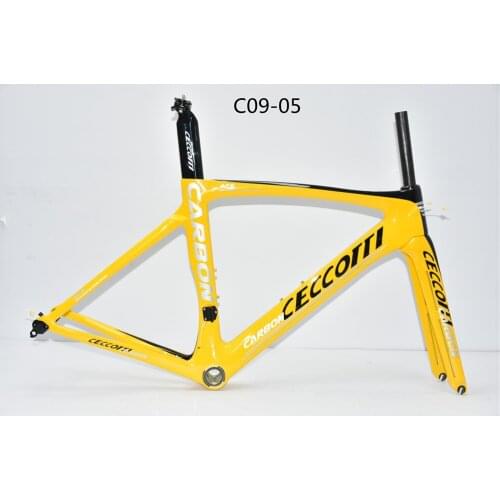 C09-5 yellow CECCOTTI carbon road bike frame bicycle frame T1100 carbon fiber factory high quality