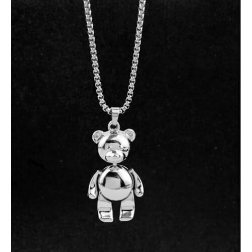 Active Bear Pendant Necklaces for Women Mens Chain Necklace Hip Hop Couple Pendants Boys Fashion Jewelry Wholesale