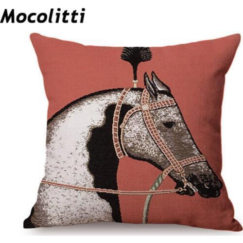 British Royal Family Horse Digital Print Sofa Decorative Cushion Cover Vintage Luxury Home Decor Gallery Hotel Chair Pillow Case