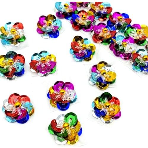 10pcs 18mm Sequin Flowers Handmade Sewing Flat Back Patches DIY Wedding Crafts Shoes Bags Garment Accessory Matte #RoLi
