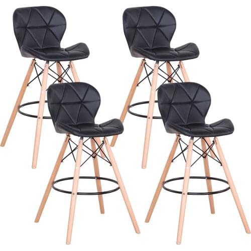4Pcs/Set Nordic Bar Chair Modern Simple Home Back Net Red Bar Chair Milk Tea Shop Light Luxury High Stool Bar Stool