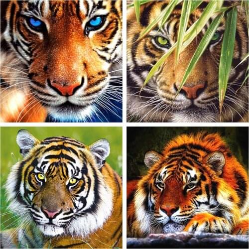 GATYZTORY 5D Diamond Painting Full Square DIY Home Decor Mosaic Rhinestone Picture Custom LOGO Canvas Wall Art Tiger look at you