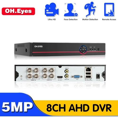 6 in 1 H.265+ 8ch AHD video hybrid recorder for 5MP/4MP/3MP/1080P/720P Camera Xmeye Onvif P2P CCTV DVR AHD DVR support USB wifi
