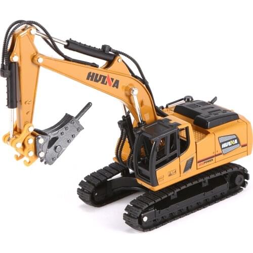 HUINA 1811 1/60 Metal Alloy Drill Excavator Truck Car Model Toy Engineering Car Vehicle Construction Car Gift for Kids Boys
