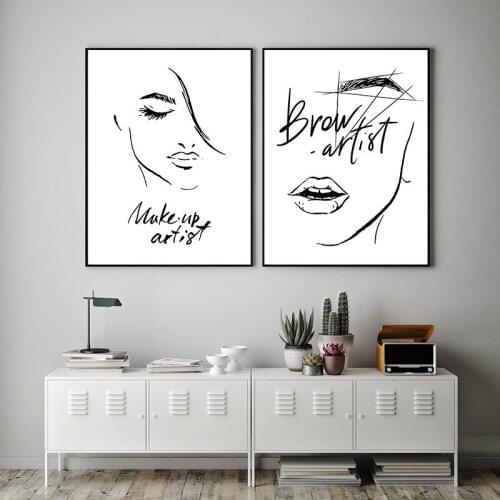 Canvas Painting Fashion MakeUp Wall Art Eyebrow Print Lips Eyelashes Poster And Print Beauty Salon Picture Girls Room Decor