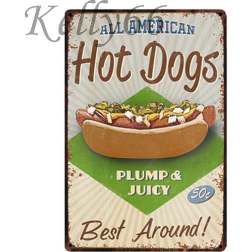 [ Kelly66 ]New Metal Sign ALL AMERICAN HOT DOGS Painting Home Decor Bar Wall Art Painting 20*30 CM Size y-1492