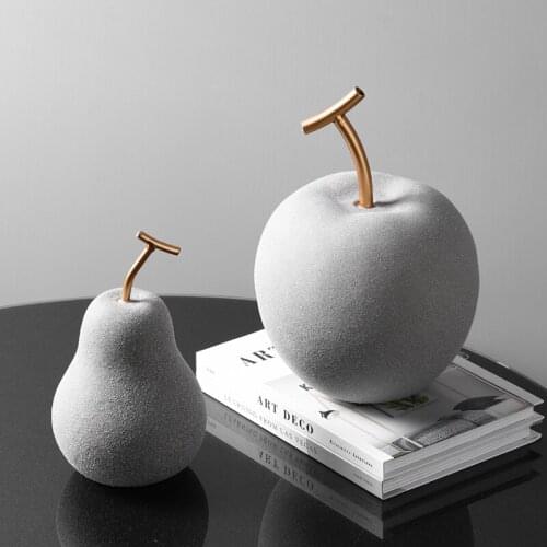 Nordic Ceramic Simulation Pear Apple Statue Ornaments Living Room TV Cabinet Entrance Model Room Home Decorat Ornaments