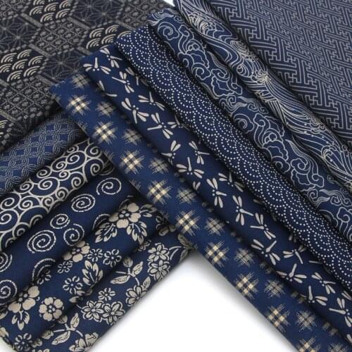 CF743 Chinese Blue and White Porcelain Fabric 100% Cotton Fabric Japanese Style Blue Print DIY Home Textile Curtain Clothes