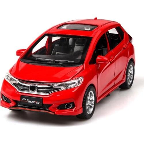 1:32 scale Hot diecast car wheels 2018 honda fit metal model with light sound pull back vehicle alloy toy collection